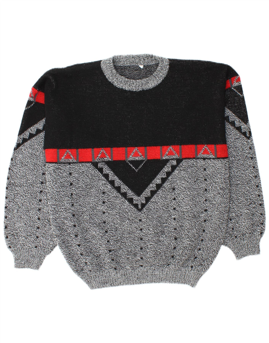 VINTAGE Hombres Crew Neck Jumper Suéter Grande Gris Colorblock