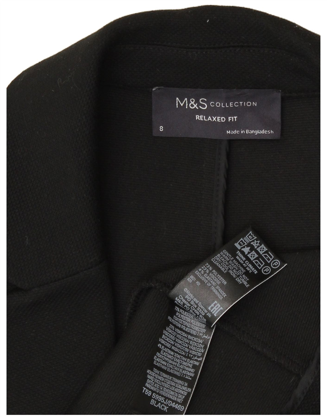 Marks & Spencer Chaqueta tipo blazer abierta y relajada para mujer UK 8 Small Black