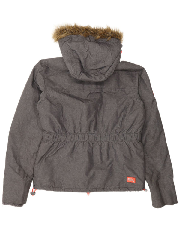 Superdry Chaqueta cortavientos con capucha para mujer UK 46 Large Grey Nylon