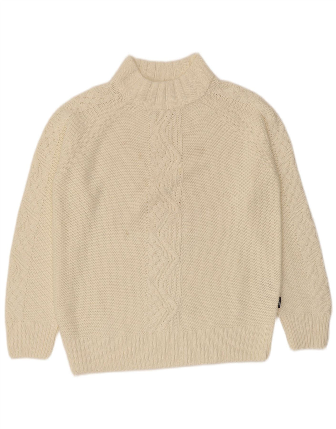 Carrera Jersey de cuello alto para mujer UK 14 Medium Off White Acrílico
