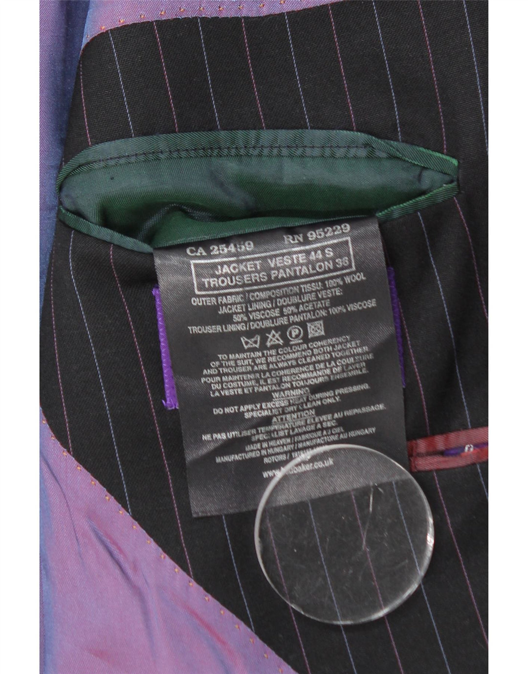 TED BAKER Chaqueta tipo blazer de 2 botones para hombre UK 44 2XL Lana negra a rayas