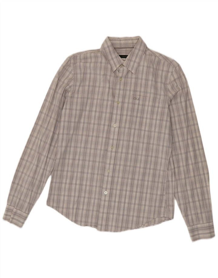 Camisa Calvin Klein Jeans Hombre Algodón A Cuadros Gris Medio
