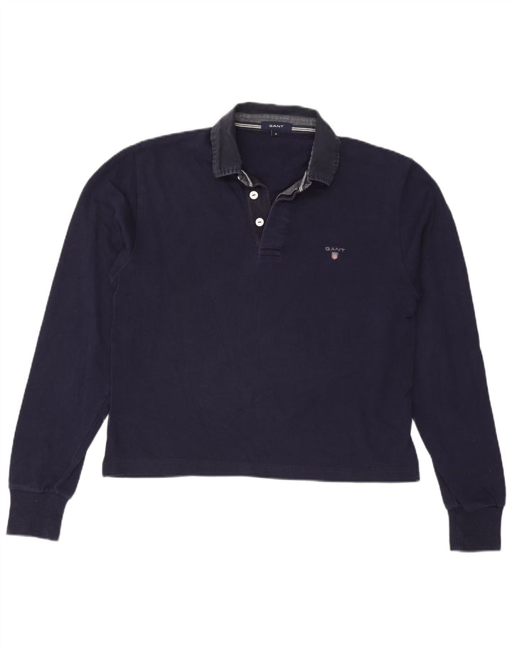 GANT Polo extragrande de manga larga para mujer UK 44 Azul marino mediano