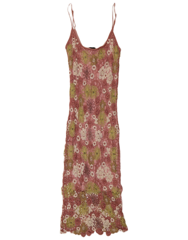 Claire Kennedy Vestido largo de ganchillo para mujer US 2 XS Rosa Floral