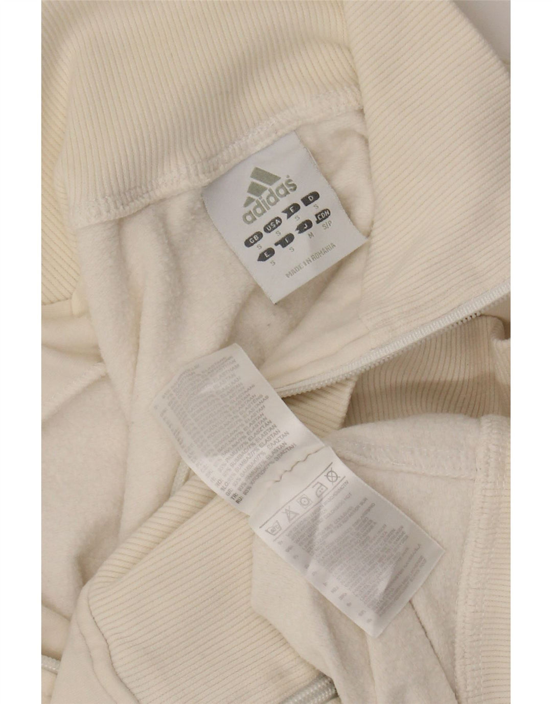 ADIDAS Mujer Crop Chándal Top Chaqueta Reino Unido 10 Pequeño Algodón Blanco