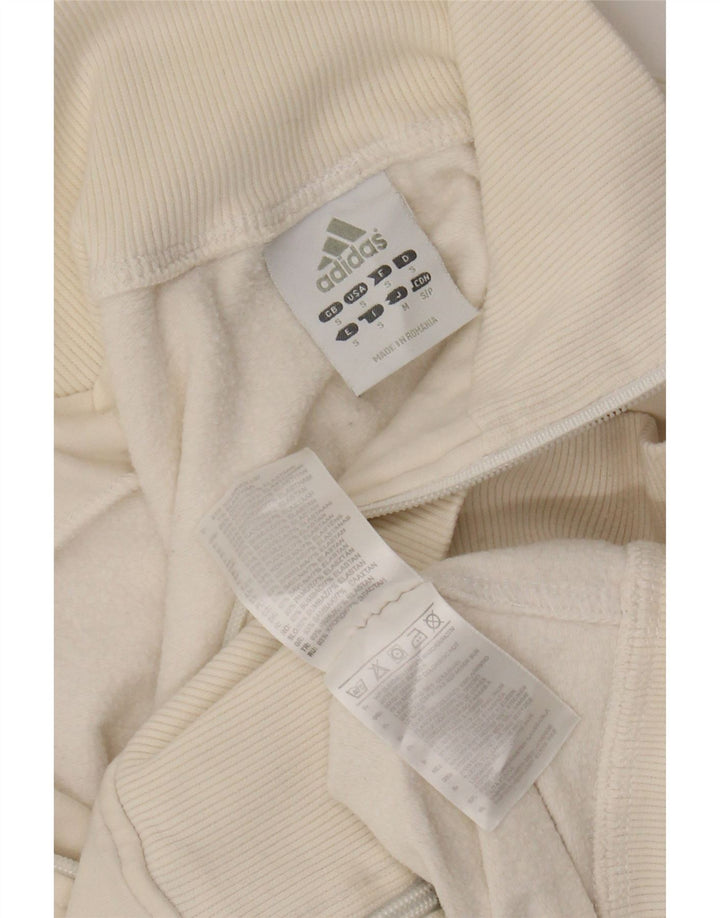 ADIDAS Mujer Crop Chándal Top Chaqueta Reino Unido 10 Pequeño Algodón Blanco