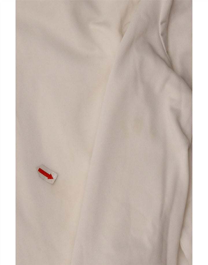 Champion Mujer Gráfico Chándal Top Chaqueta UK 10 Pequeño Poliéster Blanco