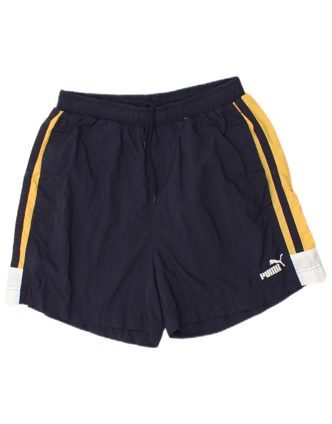 PUMA Mens Sport Shorts Medium  Navy Blue Colourblock Nylon