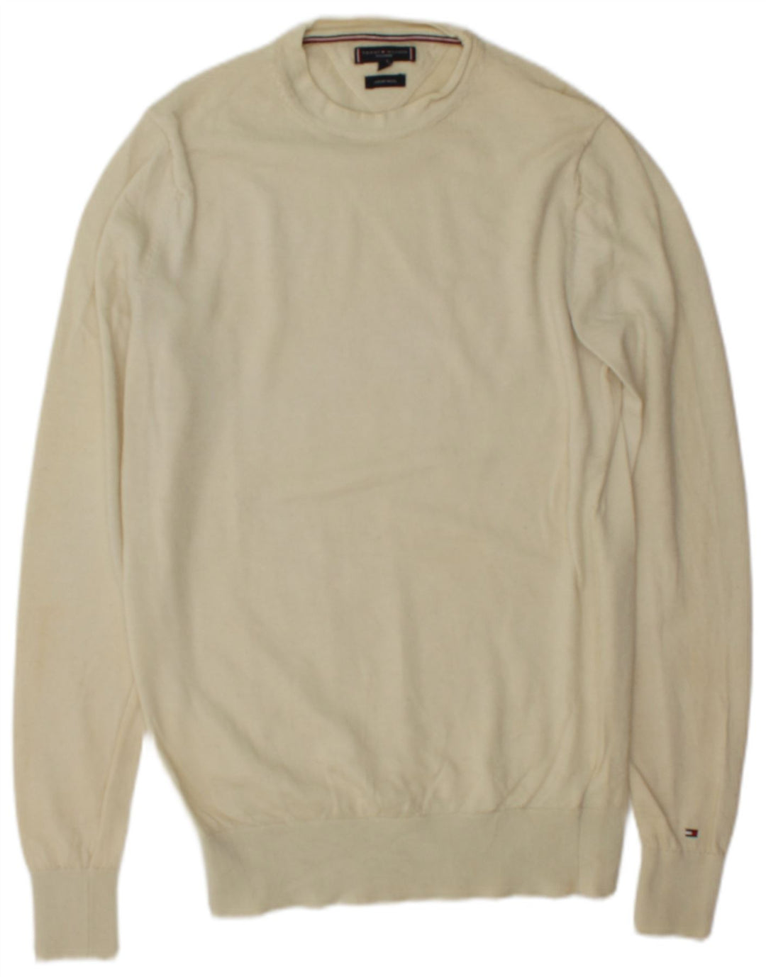 Tommy Hilfiger Jersey de Cuello Redondo a Medida para Hombre de Lana Blanca Mediana