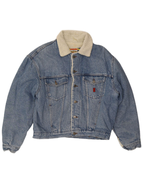 Uniform Mens Sherpa Loose Fit Denim Jacket UK 38 Medium Blue