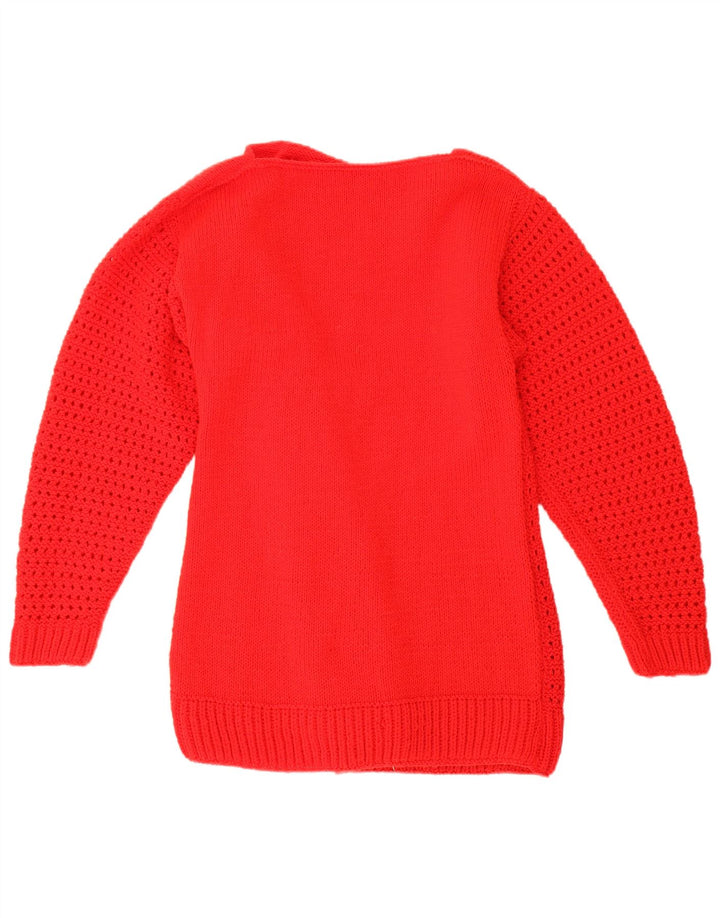 Vintage hombres barco cuello jersey suéter Reino Unido 12 rojo medio