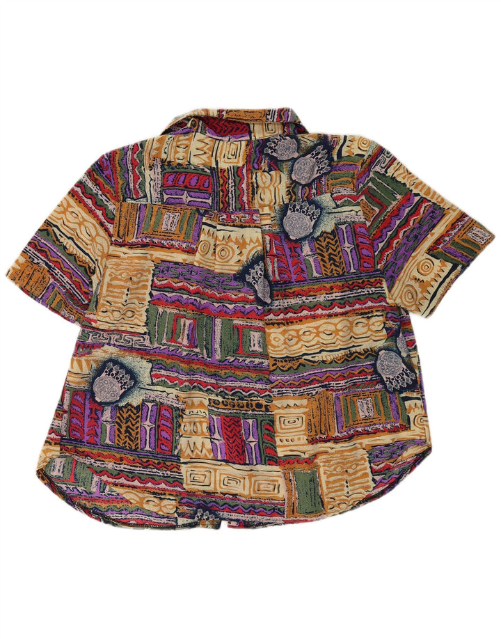 Vintage mujer patrón abstracto camisa blusa Reino Unido 20 2XL multicolor