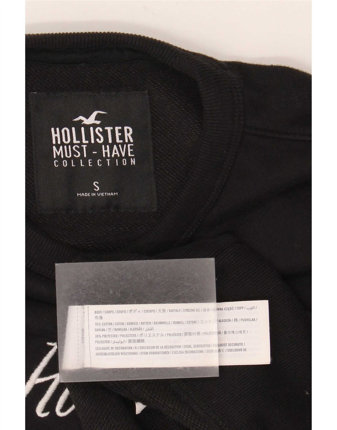 Hollister Hombre Sudadera Gráfica Jumper Small Algodón Negro