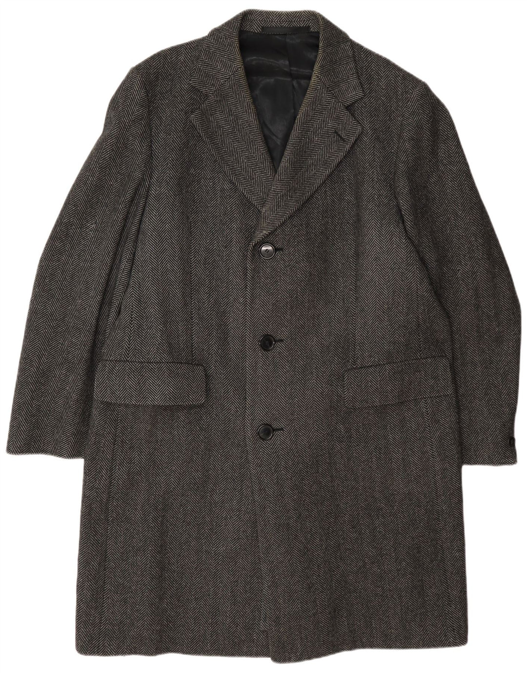 Abrigo Crombie para hombre UK 42 XL Lana gris en espiga