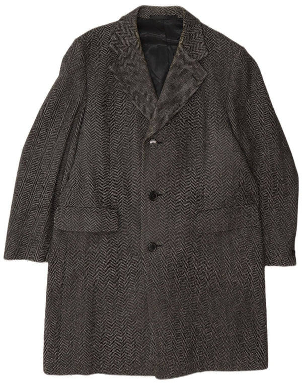 Abrigo Crombie para hombre UK 42 XL Lana gris en espiga