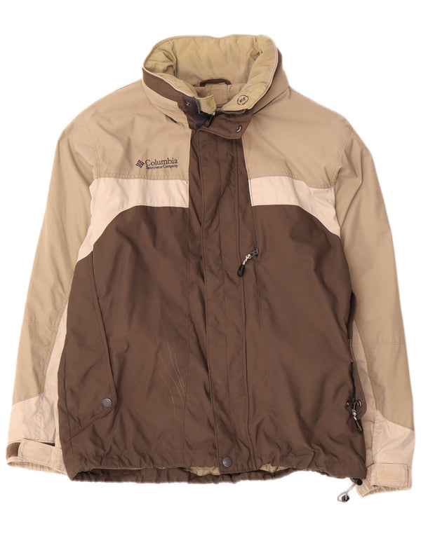 Columbia Chaqueta impermeable Interchange para hombre UK 38 Nylon color block marrón medio