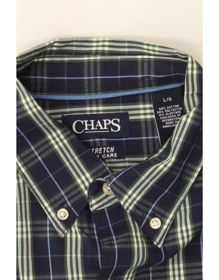 Chaps Camisa para hombre grande de algodón a cuadros azul marino