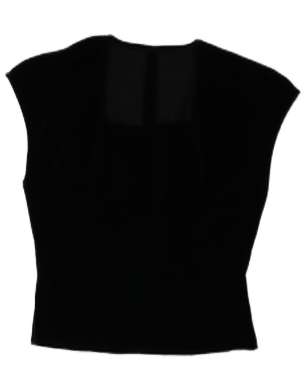 Vintage mujer chaleco blusa top IT 44 medio negro