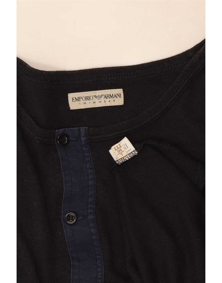 Armani Exchange Top gráfico para hombre de manga larga de algodón gris grande