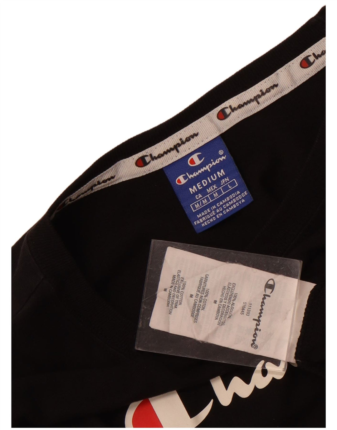 CHAMPION Camiseta gráfica para mujer Top UK 12 Medium Black Cotton