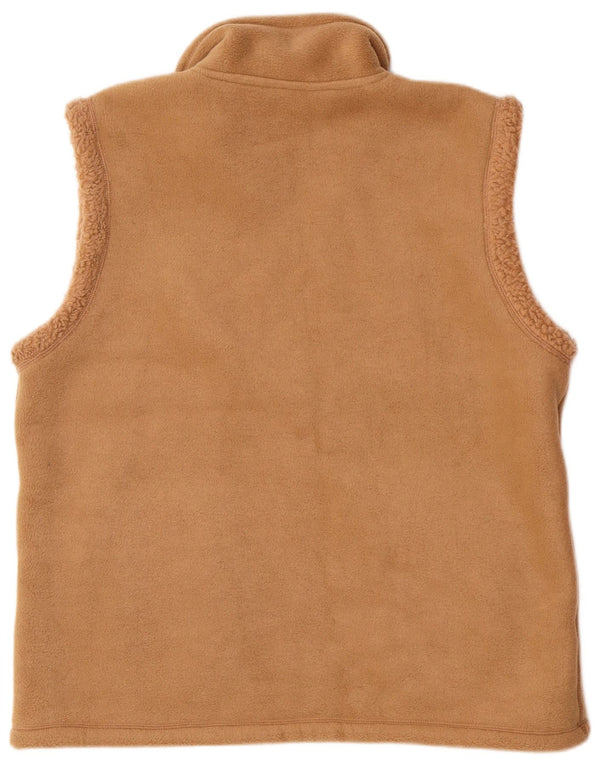 Vintage hombres polar reversible Gilet Reino Unido 38 poliéster beige medio