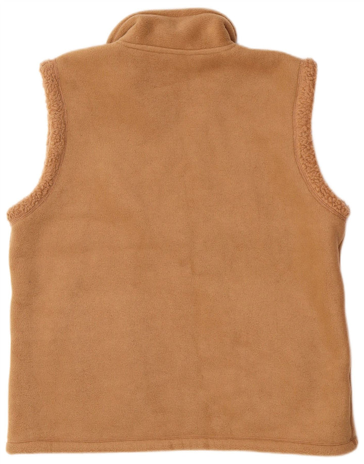 Vintage hombres polar reversible Gilet Reino Unido 38 poliéster beige medio