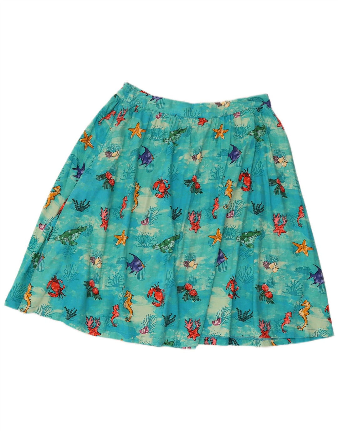 Lindy Bop Falda acampanada con patrón abstracto para mujer UK 40 Medium W30 Algodón azul