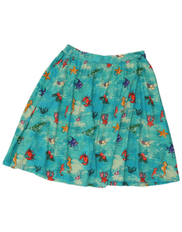 Lindy Bop Falda acampanada con patrón abstracto para mujer UK 40 Medium W30 Algodón azul