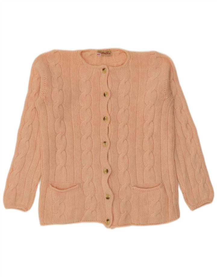 Vintage mujer Cardigan suéter Reino Unido 14 rosa medio