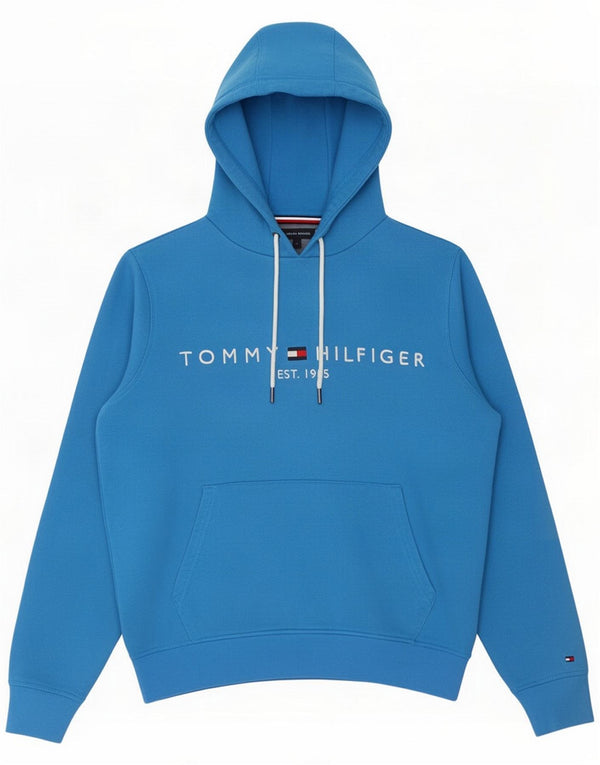 Tommy Hilfiger Jersey con capucha gráfica para hombre Small Blue Cotton