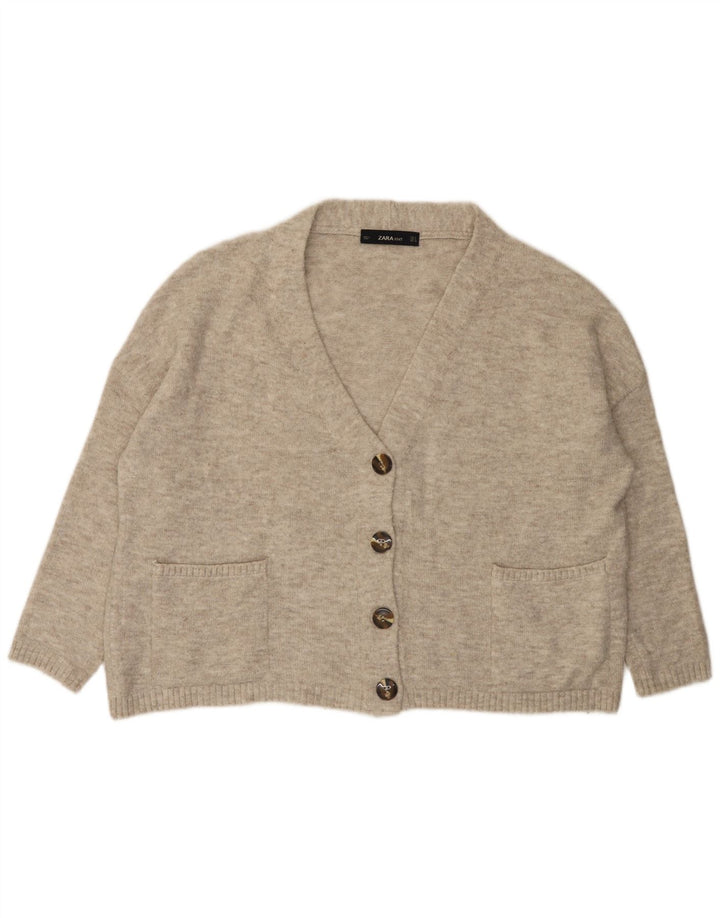 Zara Mujer Suéter Cárdigan Extragrande Reino Unido 10 Pequeño Gris Moteado