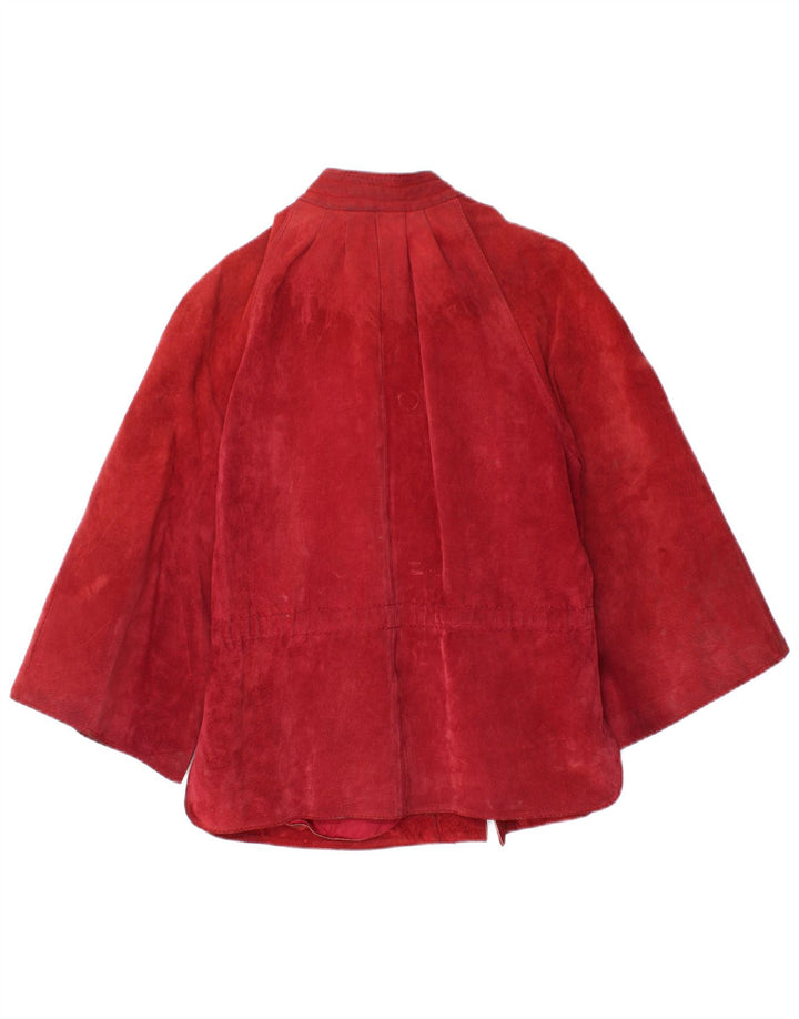 Vintage mujer 3/4 manga gamuza chaqueta IT 44 rojo medio
