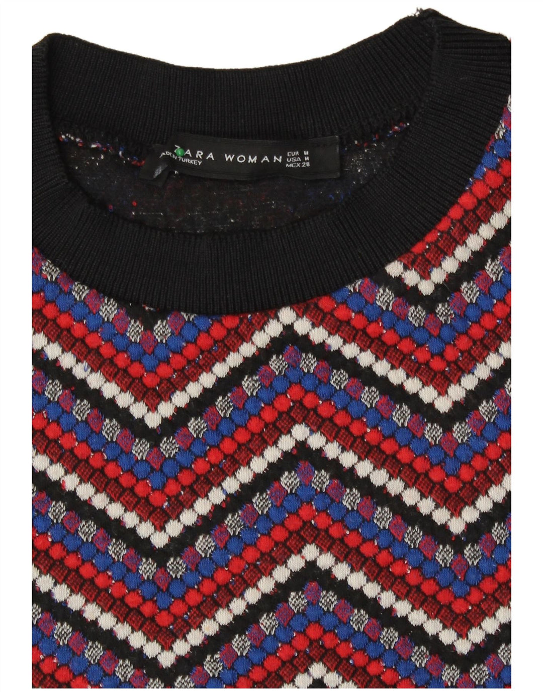 Zara - Jersey de cuello redondo para mujer, talla 40, tamaño mediano, multicolor Chevron