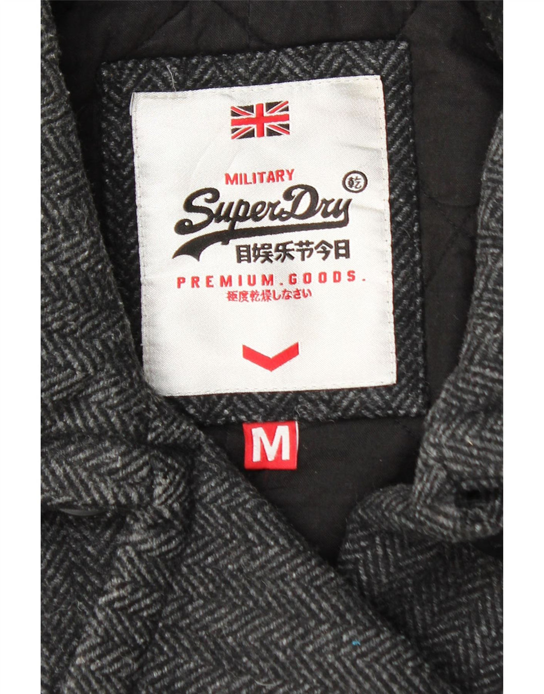 SUPERDRY Chaquetón para mujer UK 44 Lana de espiga negra mediana