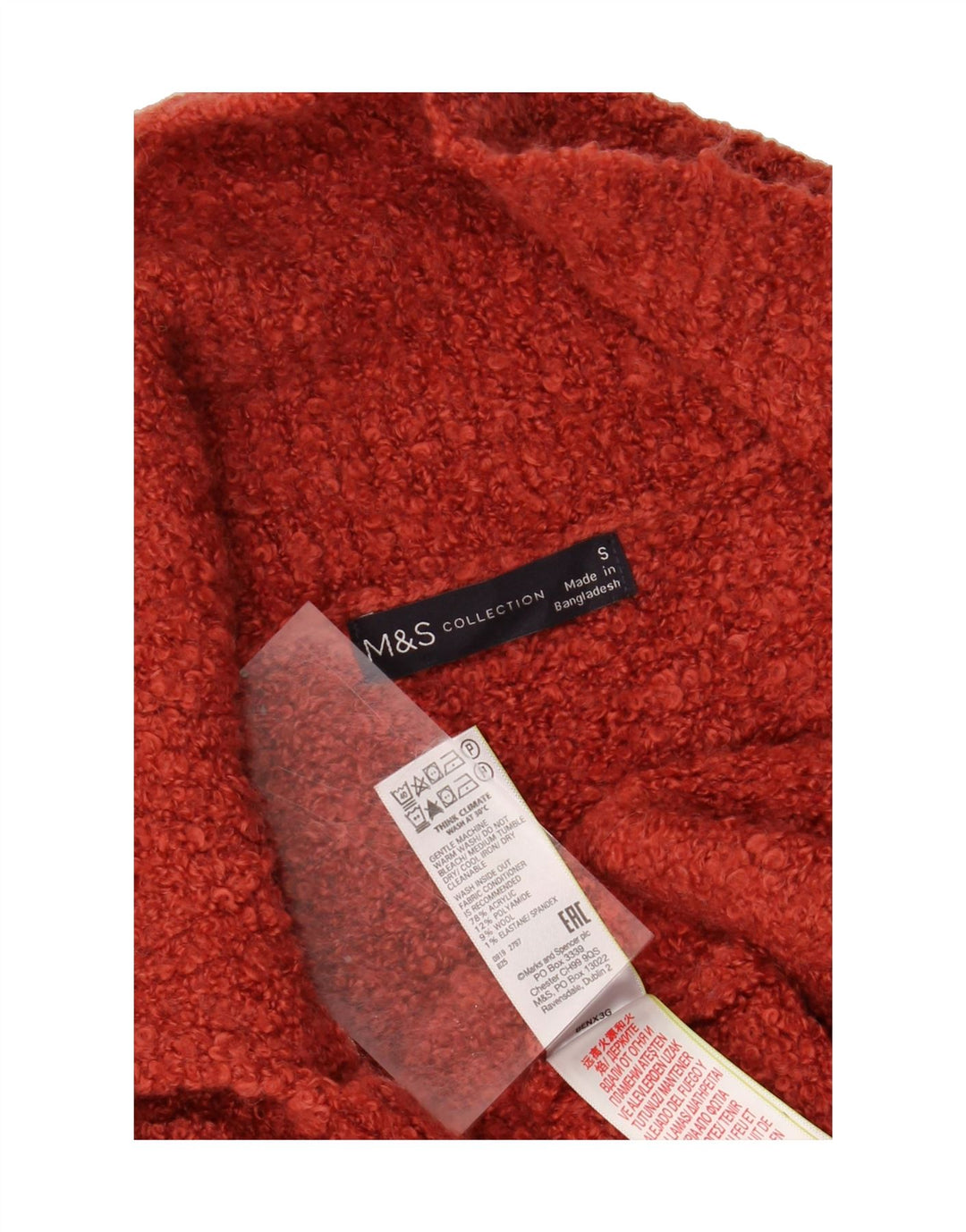 MARKS & SPENCER Womens Open Cardigan Sweater UK 10 Small Maroon Acrylic Vintage Marks & Spencer and Second-Hand Marks & Spencer from Messina Hembry 