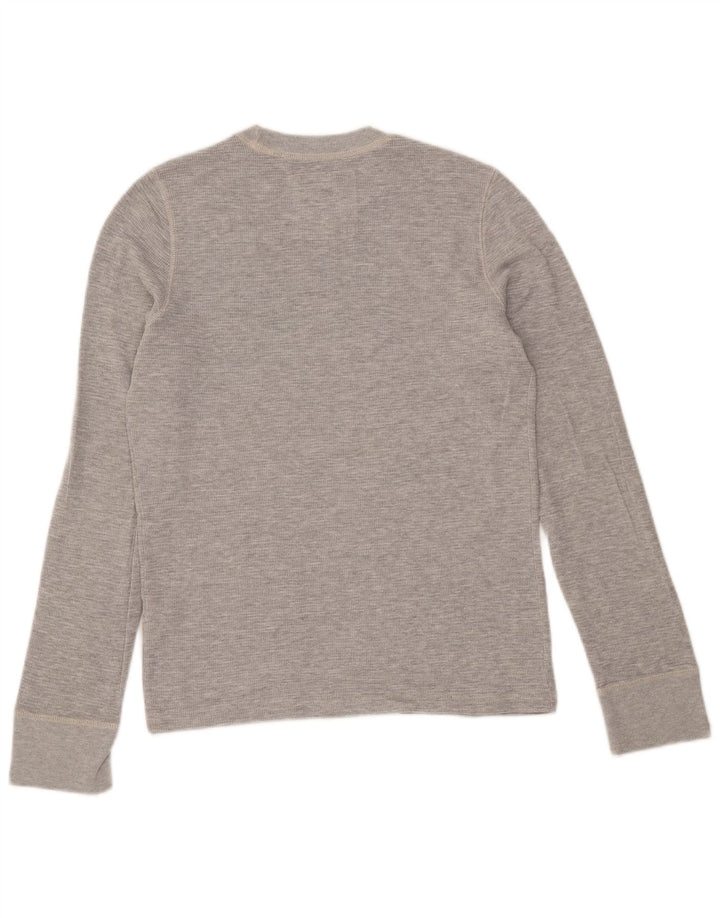 Camiseta Hollister Hombre Manga Larga Algodón Gris Pequeño