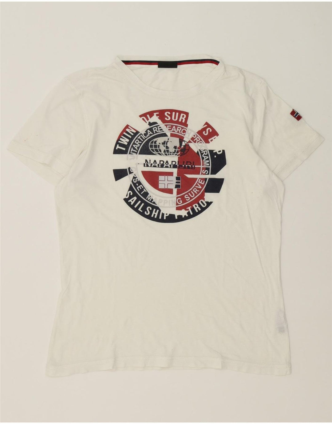 Napapijri Camiseta gráfica para hombre Top Medium White Cotton