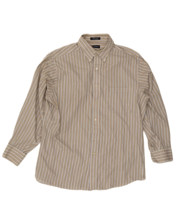 Chaps Camisa de ajuste clásico para hombre talla 16 1/2 grande algodón a rayas beige