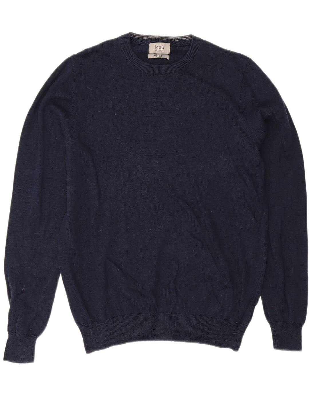 MARKS & SPENCER Jersey de cuello redondo para hombre, talla grande, algodón azul marino
