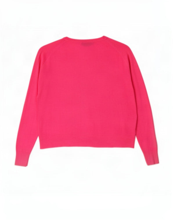 Zara Mujer Crop Boat Neck Jumper Sweater UK 10 Small Pink Viscosa
