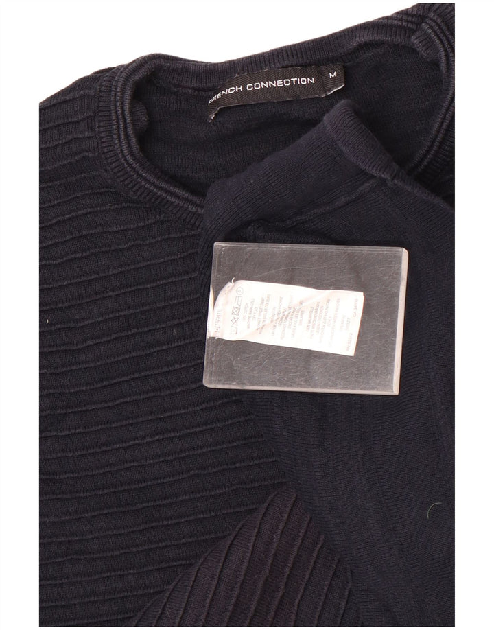 French Connection Jersey de cuello redondo para hombre de algodón azul marino mediano