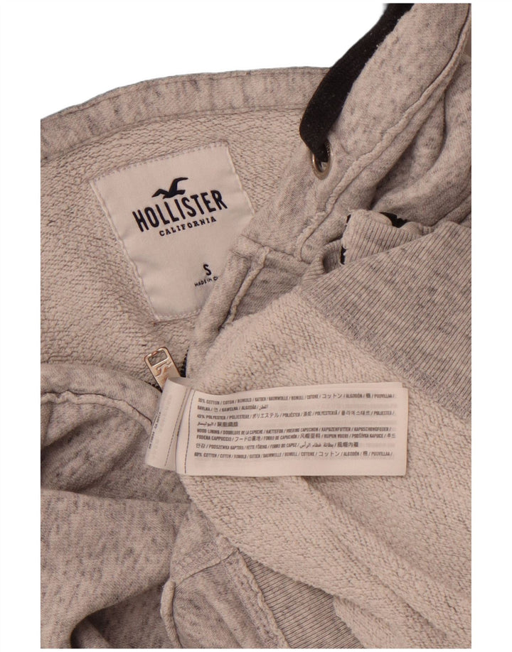 HOLLISTER Sudadera con capucha y cremallera para hombre de algodón moteado gris pequeño