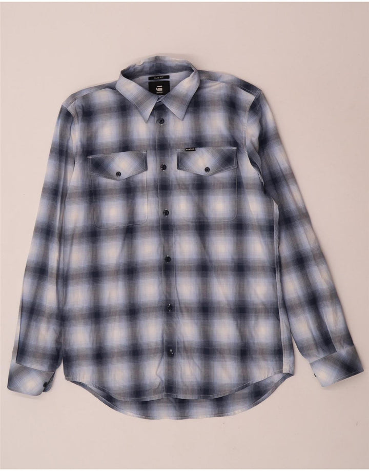 G-Star Hombre Camisa Slim Fit De Algodón A Cuadros Azul Grande