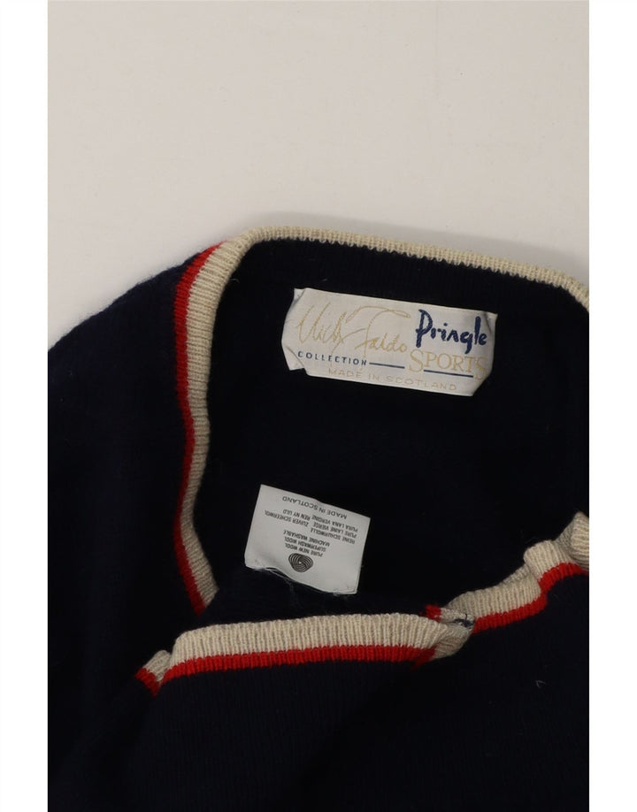 Pringle - Jersey con cuello en V para hombre, talla grande, lana virgen azul marino