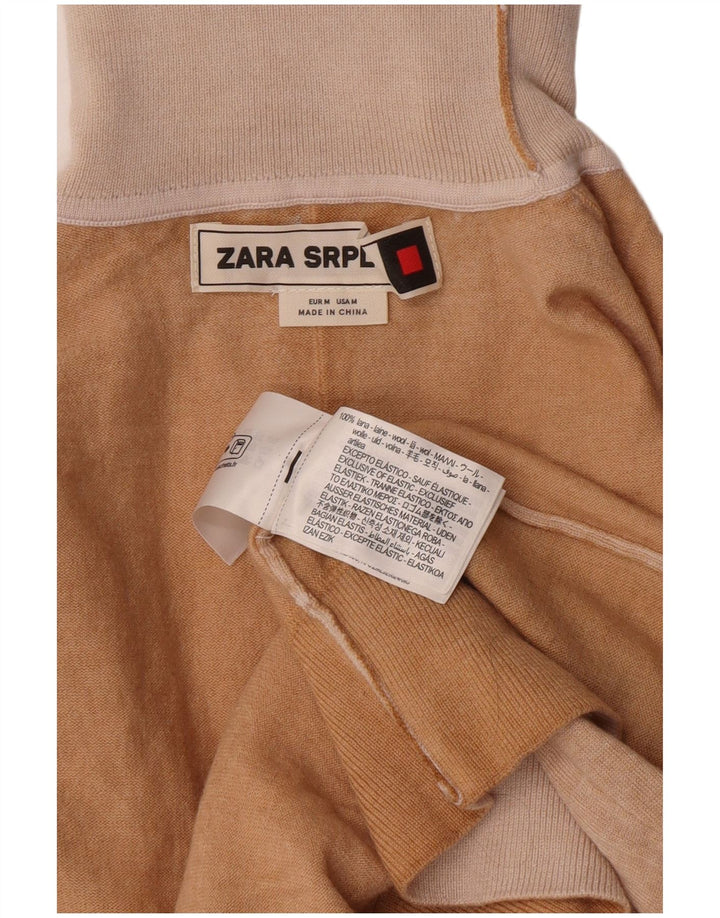 Zara - Jersey con cuello vuelto para mujer, talla 40, lana beige mediana