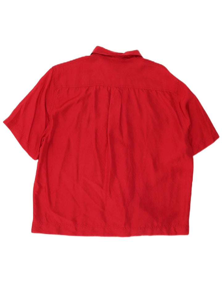 GB.PEDRINI Womens Short Sleeve Shirt EU 42 Large Red Silk
