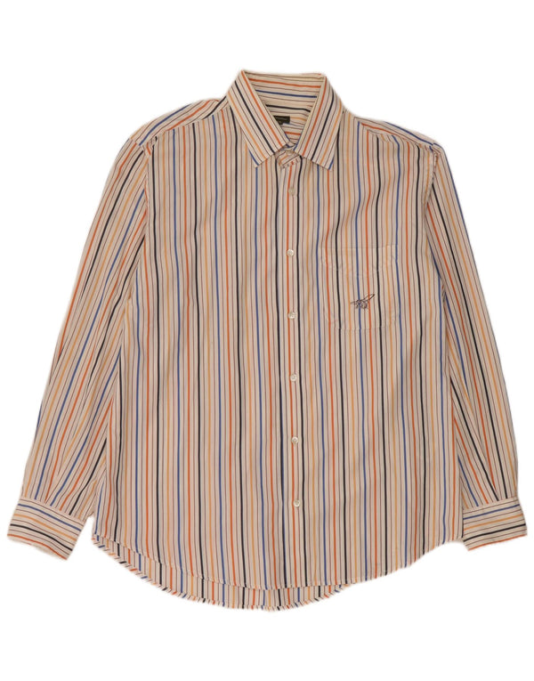 Henry Cottons Camisa para hombre Talla 43 Grande Algodón a rayas multicolor