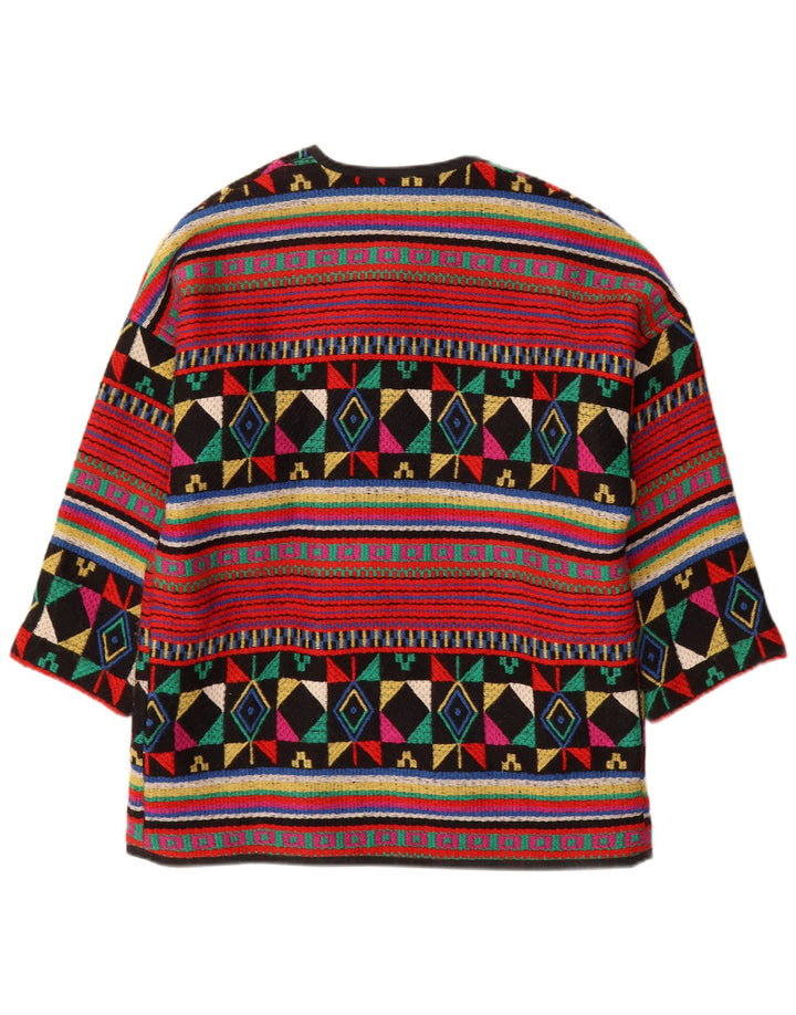 Vintage mujer chaqueta de lona de gran tamaño IT 44 medio multicolor geométrico