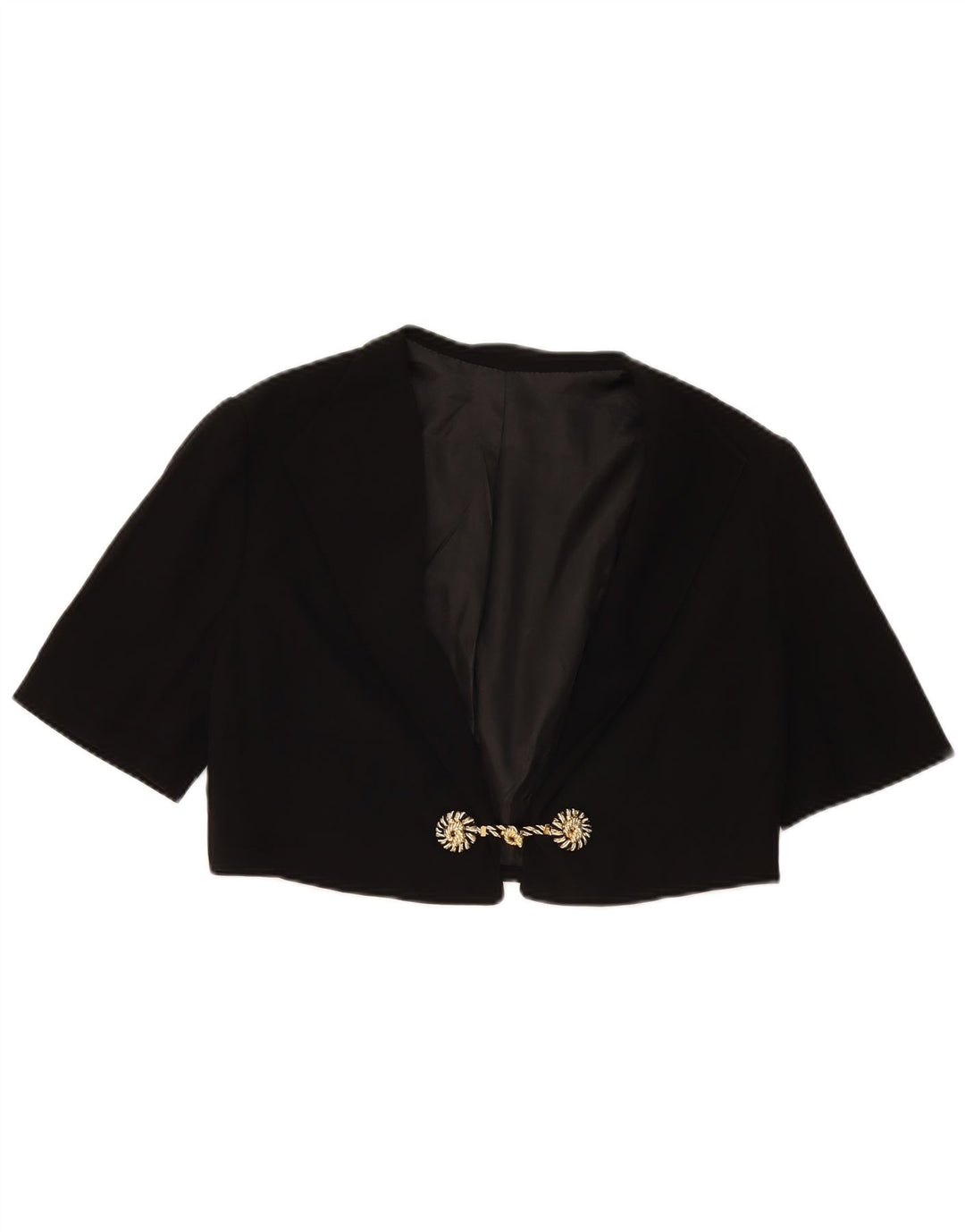 Vintage mujer manga corta Bolero chaqueta Reino Unido 14 medio negro