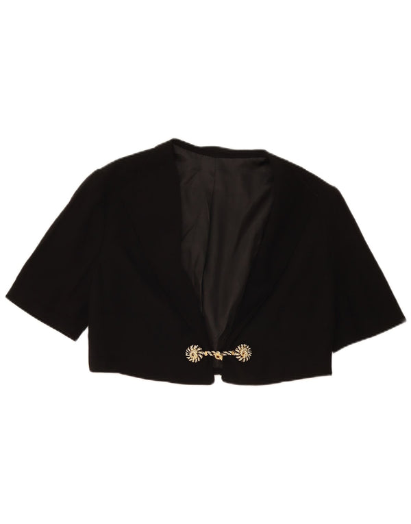 Vintage mujer manga corta Bolero chaqueta Reino Unido 14 medio negro